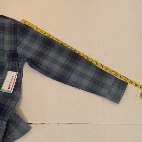 Marmot Men Fairfax Novelty Lightweight Flannel Shirt Medium NWT Arctic Navy - Picture 10 of 12